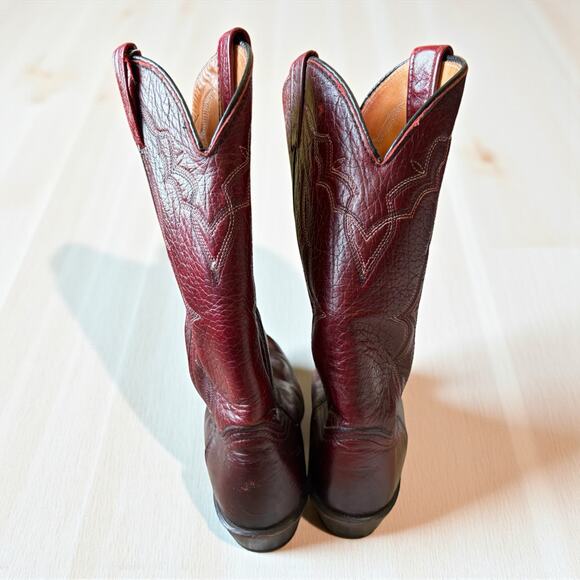 Vintage Heritage West Cowboy Leather Boots Maroon Western 8/12 D - Picture 4 of 7